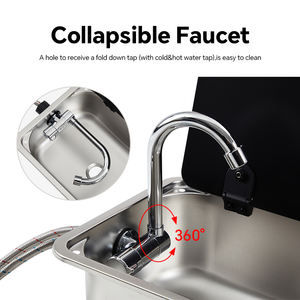 HOMFUL Lavabo per Camper Marino in Acciaio Inox con Rubinetto Pieghevole e Coperchio in Vetro Temperato per Roulotte - Product Image 4