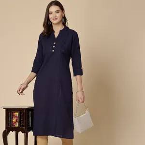 Women's Navy Blue Color Solid Kurta Indian Women Collection Stylish Ethnic Wear Premium Quality Women's Casual Wear Kurti Sets