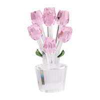 HBL UV Verre Imprimé Cristal Rose Bouquet Ornement Décoration Cadeau pour Anniversaire De Mariage Centres De Table