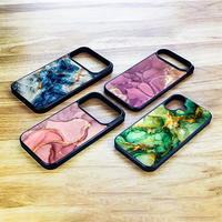 Coque de téléphone en PC rigide antichoc avec impression par transfert thermique par sublimation, finition brillante effet marbre et paillettes pour iPhone 17 Pro Max AIR, pour le dropshipping