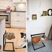 Holz-Hunde-Schüssel-Regal einstellbarer hoher hölzerner Haustier-Satz für Hunde und Katzen universaler Haustier-Esstisch