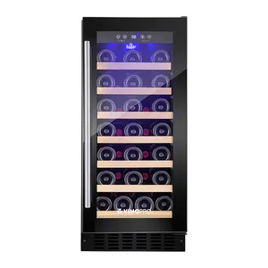 Refrigerator Vinopro OEM Mini Bar Glass Door Refrigerator 91L 34 Bottles Built-in Wine Fridge Cellar Cabinet Coolers