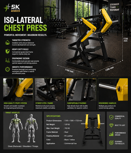 Macchina Commerciale SK per Chest Press da Seduti, Acciaio Q235 da 3,0 mm, Pila Pesi da 100 kg, Attrezzo Professionale per Allenamento di Forza, Attrezzatura Fitness per Palestra - Product Image 2