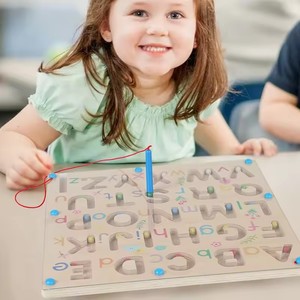 Planche de traçage d'alphabets éducatifs Jouets en bois planche à <span class=keywords><strong>lettres</strong></span> double face Jouet Montessori perles en bois <span class=keywords><strong>Labyrinthe</strong></span> double face pour les enfants - Product Image 3