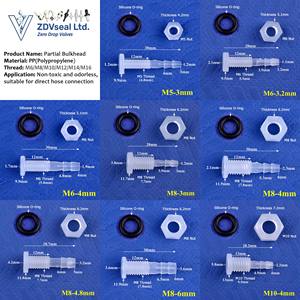 Zdvसील M5-3mm आंशिक बल्लहेड M6-4mm सीधे फिटिंग m8 * 4.8 मिमी पैनल माउंट एडाप्टर एयर पानी के तेल ऑक्सीजन पंप के लिए - Product Image 4
