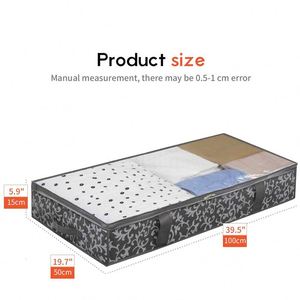Large Capacity Eco-Friendly Fabric Storage Bag Square Pattern Foldable Bed Clothes Compression Zipper Organizer Modern <b>Packaging</b> - Product Image 6