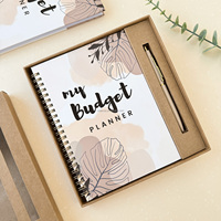Carnet de planification budgétaire spirale personnalisé sans date avec stylo et coffret cadeau A5 – Organiseur financier mensuel
