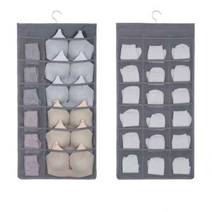 Sac de rangement en tissu pliable double face multifonctionnel, organisateur de placard suspendu avec crochet métallique, organisateur double face - Product Image 1