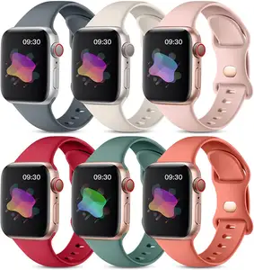 New For Apple Watch Series 12345678 Se Strap Solid Color Silicone Eight-Shaped Buckle Iwatch Bands smart Bracelet