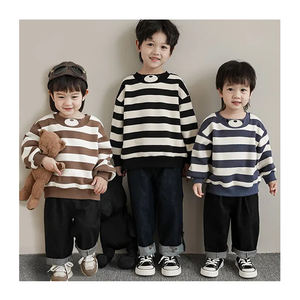 Ours Patch rayé décontracté enfant en bas âge garçon <span class=keywords><strong>pull</strong></span> surdimensionné enfants automne hiver peluche velours tricoté épais bébé garçon <span class=keywords><strong>pull</strong></span> conceptions - Product Image 1