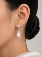 Boucles d'oreilles pendantes élégantes en argent sterling 925 vermeil et zircon coloré en forme de goutte d'eau pour femme, bijoux raffinés