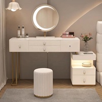 Table de maquillage multifonctionnelle NOVA moderne blanche avec miroir LED en forme de nuage, rangement intelligent, vente chaude, meubles de chambre à coucher pour femmes