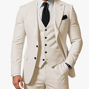 3 件套纯色婚礼男士西装正式新郎燕尾服舞会派对男西装 - Product Image 1