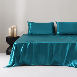 Sang Trọng <span class=keywords><strong>100</strong></span>% <span class=keywords><strong>Polyester</strong></span> <span class=keywords><strong>Satin</strong></span> 3-Mảnh Hiện Đại Thân Thiện Với Môi Bền Tất Cả Các Mùa Bộ Đồ Giường Đặt 1 Tấm Phẳng 2 Vỏ Gối Sáng Bóng Mượt - Product Image 2