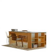 Bureau d'ordinateur commercial moderne et minimaliste en bois, grand format, avec plateau en verre, multifonctionnel, rectangulaire, pour plusieurs personnes