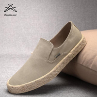 Espadrilles en toile pour hommes de haute qualité, chaussures décontractées en paille à enfiler, mocassins en toile pour hommes, chaussures en caoutchouc, baskets