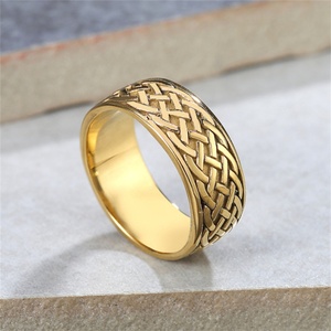 Viking Finger <b>Rings</b> Jewelry Custom Stainless Steel Celtic Knot Hoop <b>Rings</b> for <b>Men</b> - Product Image 4