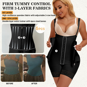 Faja corta colombiana <span class=keywords><strong>Fajas</strong></span> Cinturillas posquirúrgica completa reloj de arena faja levantador de glúteos cuerpo Shapewear pantalones cortos para mujeres - Product Image 3