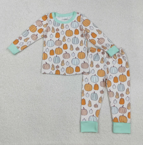 Conjunto de Pijama de Calabaza Otoñal Azul Marino con Estampado de Calabazas Coloridas, Pelele con Cremallera para Bebé, Ropa de Descanso para Niños - Product Image 5