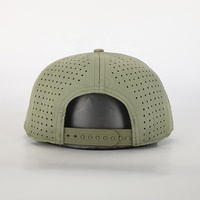 사용자 정의 남성 5 패널 PVC 패치 로고 육군 녹색 플랫 챙 Gorras 스냅백 캡, 방수 레이저 컷 구멍 천공 모자