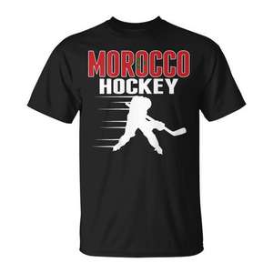 Camiseta de hockey de Marruecos, camiseta negra de apoyo para aficionados al hockey sobre hielo - Product Image 1