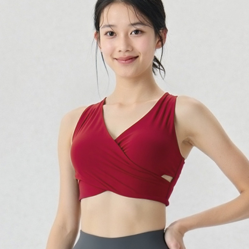 Deep V Neck Halter Seamless Simple Sports Bra Backless Sleeveless for Women Mesh Breathable Yoga Shirt with Removable Padding
