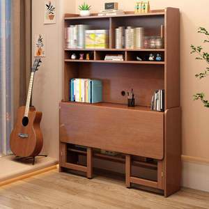 NKAHS Modern Wood <b>Desk</b> With Bookshelf 6 <b>Shelves</b> Multifunction Home Office Furniture Freestanding Midcentury Design - Product Image 2