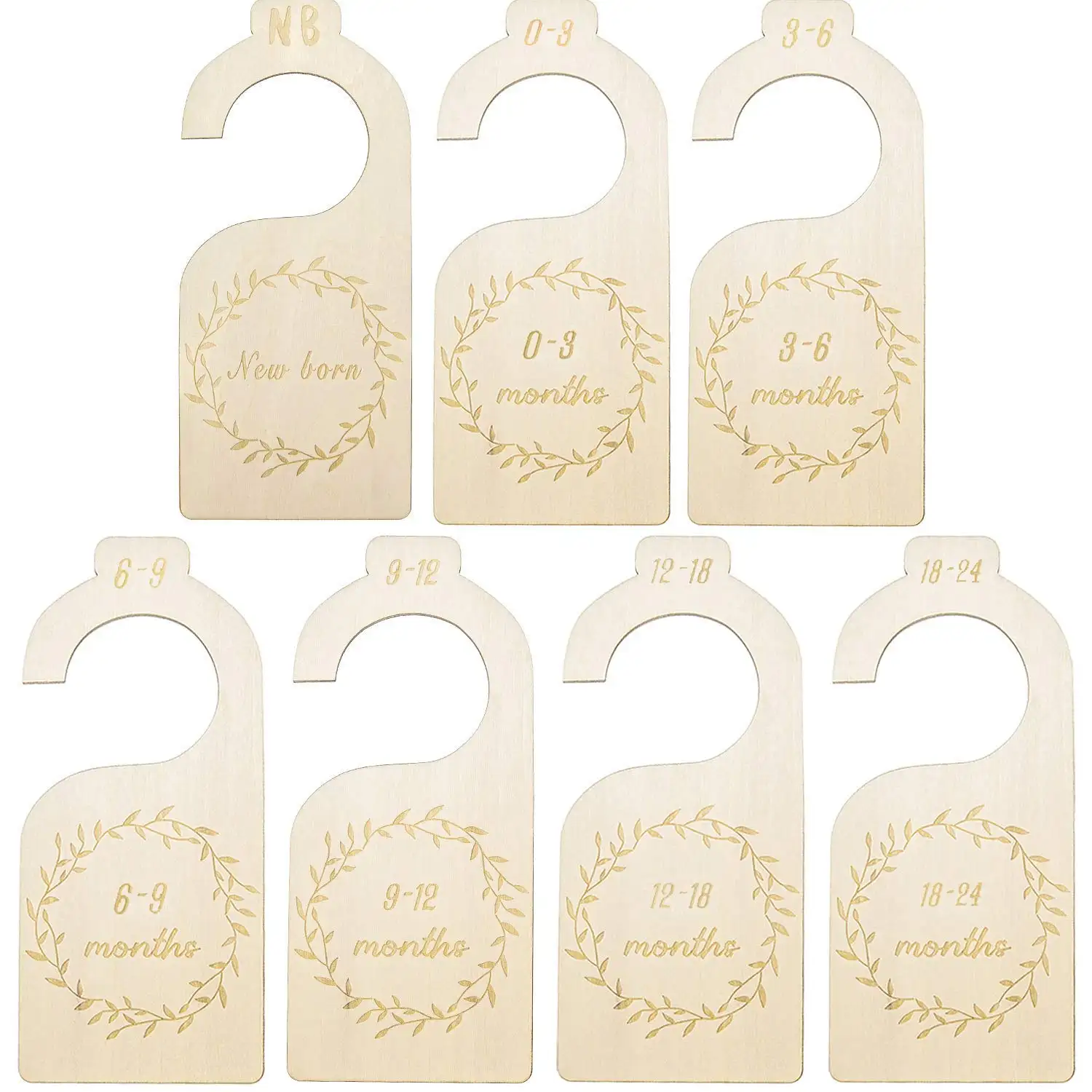 SLT Placa de isolamento de roupas de bebê personalizadas em madeira, 7 peças, divisória gravada a laser para guarda-roupa, novo marco para bebês