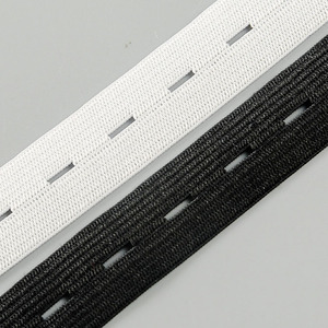 White/<span class=keywords><strong>Black</strong></span> Silk Knitted Webbing Flat <span class=keywords><strong>Elastic</strong></span> <span class=keywords><strong>Band</strong></span> com Button Hole DIY Vestuário Acessórios de Costura em 15/20/25/30mm Tamanhos - Product Image 2