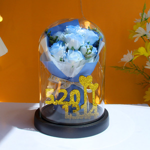 Ramo de Rosas en Cúpula de Cristal de Alta Calidad, Regalo de Cumpleaños para Novia y Mejor Amiga, Regalo de Confesión, Lámpara Nocturna LED - Product Image 4