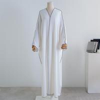 Abaya longue unie ample à devant ouvert pour femme, cardigan kimono en polyester, vêtement d'extérieur modeste, tenue islamique de Dubaï