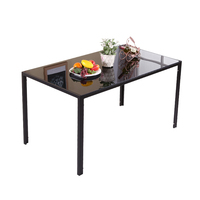 Table de salle à manger rectangulaire longue pour 4 personnes, style petit espace, plateau en verre trempé, dernière collection de meubles pour restaurant