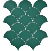 Collection de mosaïques en forme d'éventail, carreaux muraux décoratifs émaillés festonnés pour projets de murs d'accentuation
