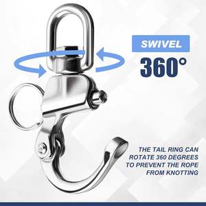 316ステンレス鋼U字型ヘビーデューティーリリーススプリングフックマリングレードセーリングハリヤードボートリギングスイベルスナップシャックル - Product Image 6