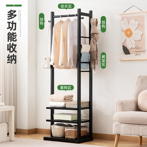 Simple floor-standing <b>clothes</b> <b>rack</b>, solid wood, lazy-style coat <b>rack</b>, home and bedroom minimalist <b>clothes</b> hanging storage <b>rack</b>, - Product Image 4