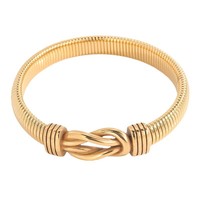 Bracelet en acier inoxydable plaqué or 18 carats à la mode à la mode Bracelet épais imperméable à l'eau non terni Noeud épais élastique géométrique