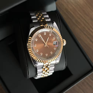 <b>Watch</b> Logo Custom NH05 NH35 Luxury <b>Digital</b> Sport <b>Watch</b> Fluted Bezel Plastic Glass Black Pointer Silicone 3BAR Water Resistant - Product Image 1