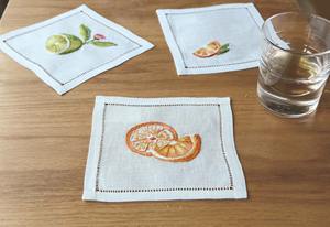 Servilletas de Cóctel de Lino Limón – Servilletas Reutilizables 100% Lino Natural, Diseño Cítrico Fresco para Bar, Fiesta, Boda - Product Image 2