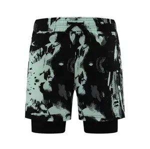 Mens Swim Shorts Trunks Double Layer Swimwear Quick Dry Athletic Gym Shorts Wholesale Summer Beach Custom 2 in 1 Light T/T Print