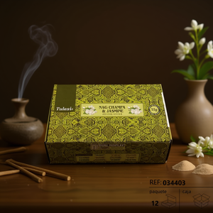 Bastoncini d'Incenso Tulasi Nag Champa e Gelsomino 15g, Confezione Doppia da 12 Pacchetti - Product Image 2