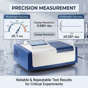 UV Vis-spectrofotometer met dubbele straal en touchscreen voor spectroscopische analyse en absorptiemeting in laboratoria - Product Image 5