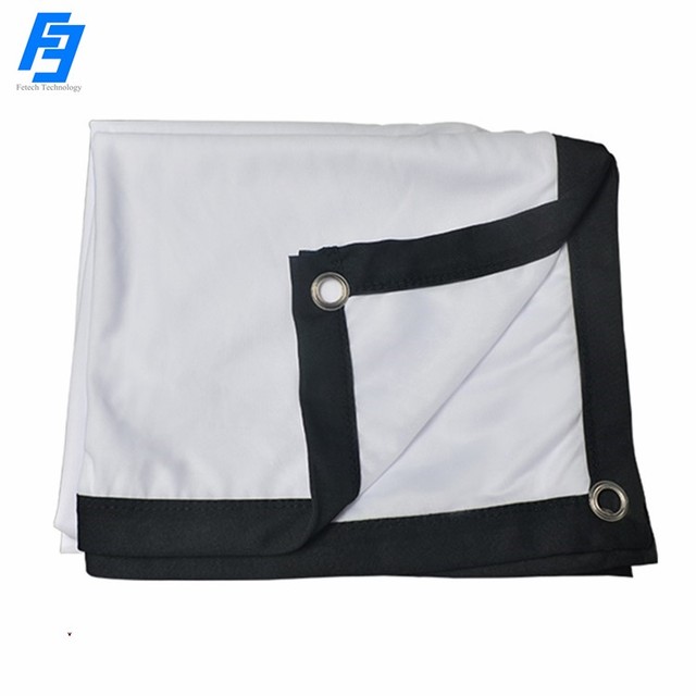 16*9 White Projector Curtain Projection Screen HD Foldable Anti-Crease Portable Projector Movies Screen for Home Outdoor/Indoor