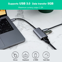 Station d'accueil en alliage d'aluminium 3 ports USB-C vers USB 3.0 PD 60W 4K HDMI 3 en 1 Adaptateur de concentrateur de type C