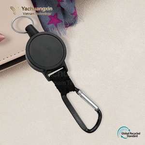 Llavero retráctil con gancho de mosquetón, accesorio de plástico negro para exteriores, para acampar, senderismo, todas las estaciones, 1 unidad - Product Image 3