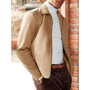 2025 hommes Vintage veste décontractée fermeture éclair complète daim et cuir véritable manteau léger classique camionneur Style XS taille - Product Image 2