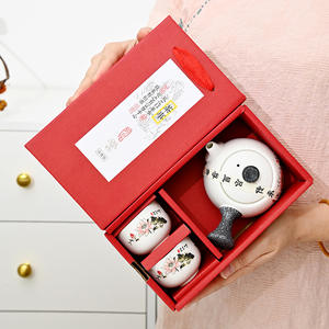 Juego de té Kung Fu con esmalte de copo de nieve, tetera de cerámica con asa lateral y tazas, caja de regalo para celebración de bodas - Product Image 3