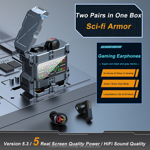 หูฟังไร้สาย <span class=keywords><strong>M60</strong></span> ENC TWS ตัดเสียงรบกวน แบบคู่ พร้อมโหมดเล่นเกม/ฟังเพลงแบบคู่ และหน้าจอ LED แสดงผลแบบกระจก HD - Product Image 2