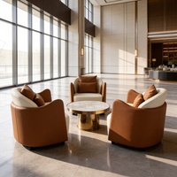Fauteuil d'appoint moderne en cuir PU bicolore, fauteuil de salon commercial à base fixe, personnalisable pour hall d'hôtel et café
