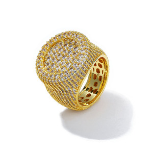 Bague en argent sterling 925 avec halo de moissanite GRA VVS en forme de grappe ronde, style hip-hop, passe le testeur de diamant, vente en gros - Product Image 1