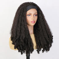 Perruques Afro Bouclées Frisées Synthétiques Classiques pour Petites Femmes Noires, avec Bandeau, Résistantes à la Chaleur, Ondulées et Volumineuses, Sans Colle
